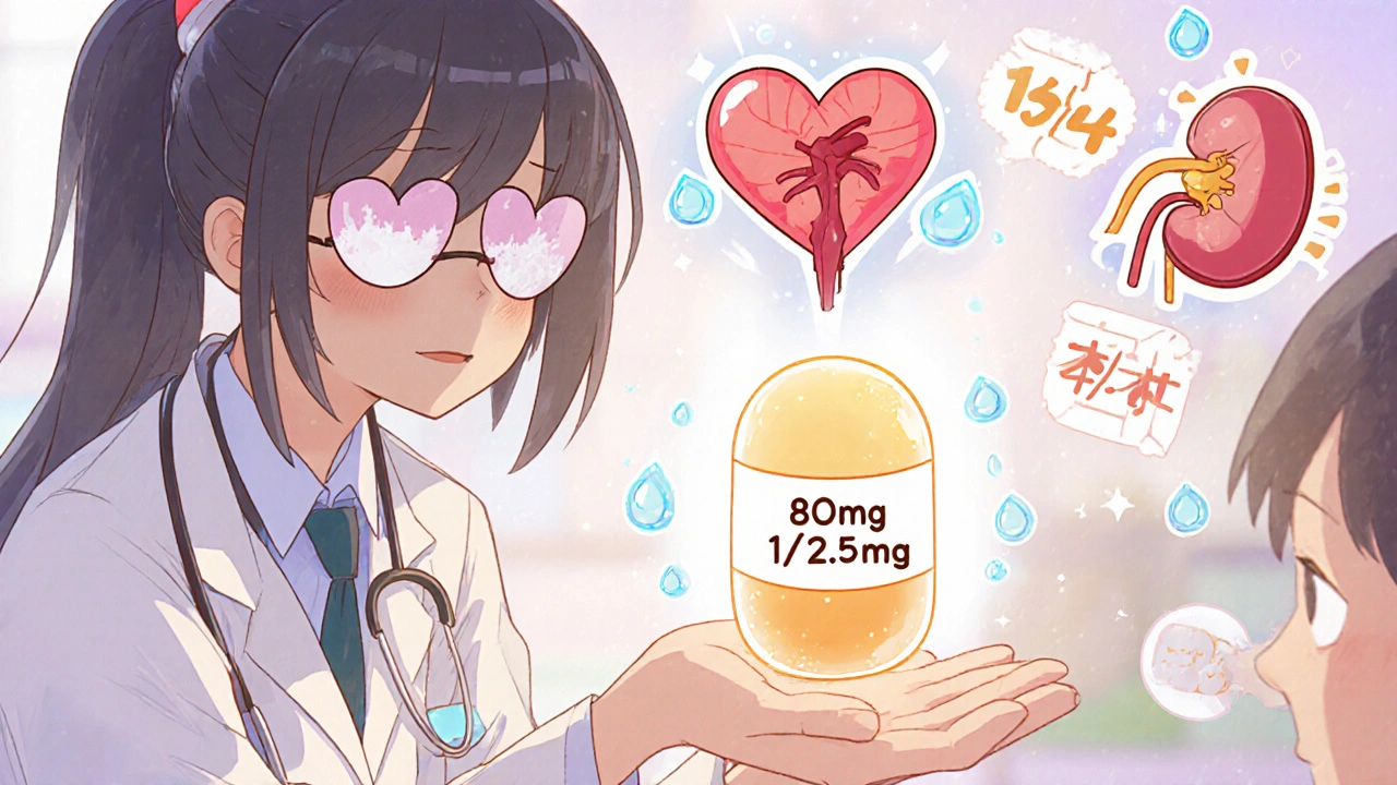 Doctor handing a glowing heart-shaped pill to a patient with floating health icons.