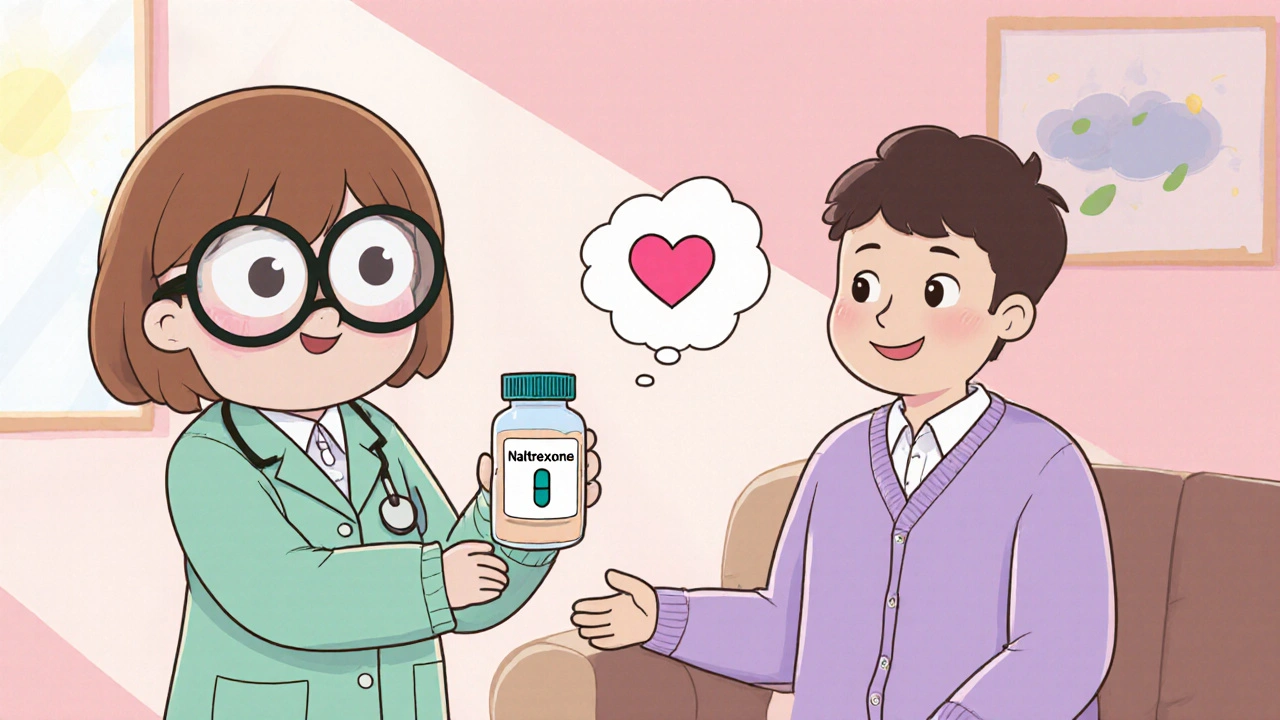 Kawaii doctor and therapist offering pills and support to a hopeful character.