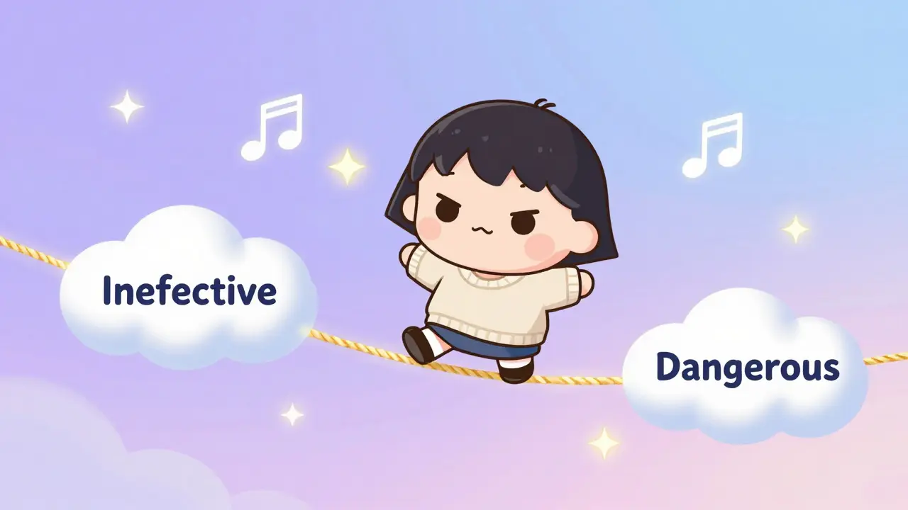 Chibi character balancing on a glowing line representing a therapeutic window.